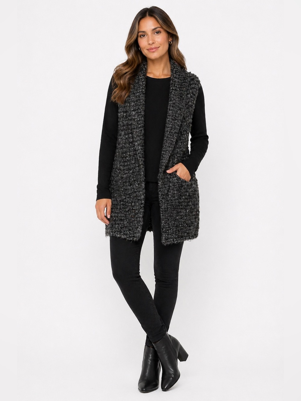 Dolan Left Coast Collection Charcoal & Black Wool Cardigan